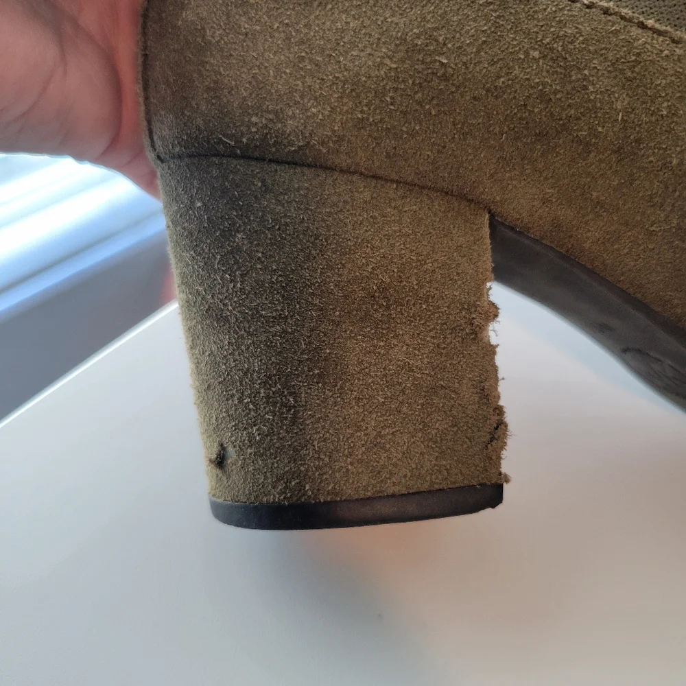 MICHAEL KORS MARIS SUEDE POINT TOE BOOTIES IN GREEN SIZE 7.5